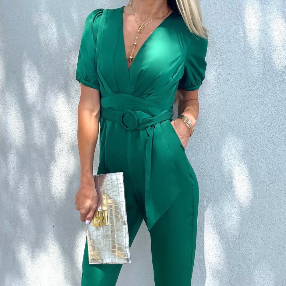 Satin Jumpsuit green jumper